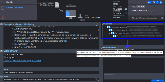 Cynet alert - CVE-2025-47812